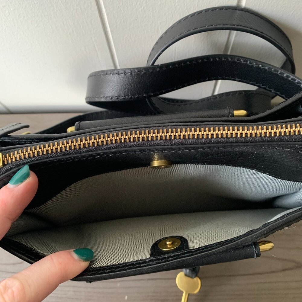 Nwot Fossil Ryder Mini Satchel Leather Calf Hair … - image 3